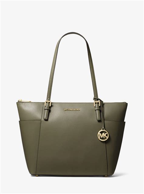 michael kors jet set saffiano tote green|Michael Kors saffiano large tote.